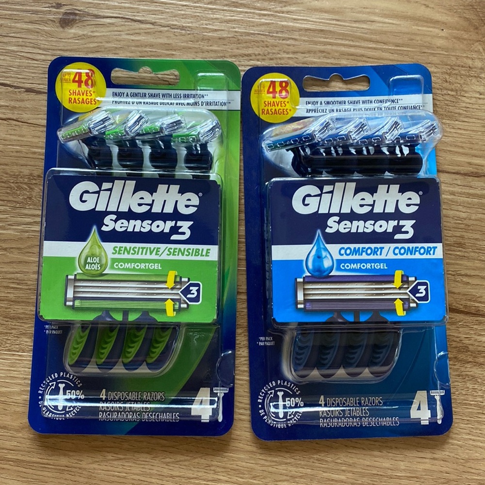 NEW 2 packs of Gillette sensor 3 razors